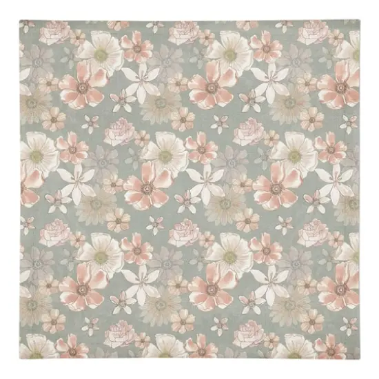 Watercolor Florals Cotton Twill Napkin Green {1}