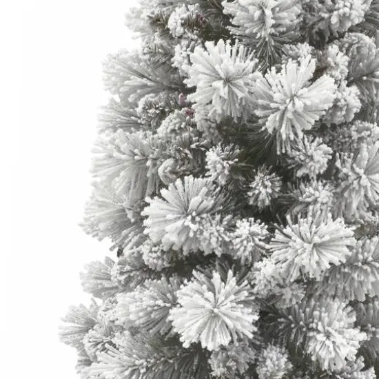 7.5ft. Pre-Lit Flocked Portland Pine Artificial Pencil Tree, Multicolor Lights {6}