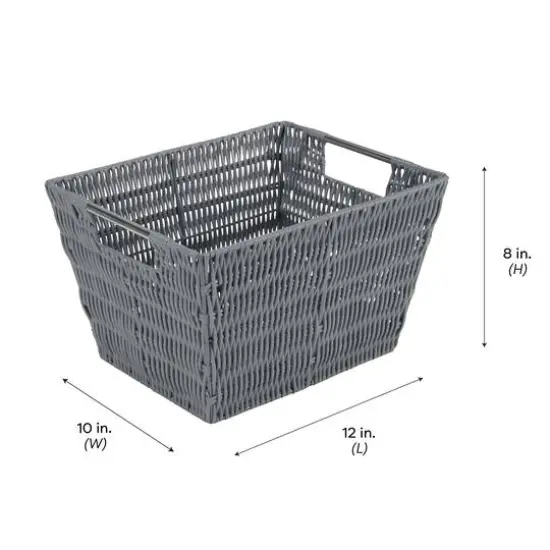 Simplify Medium Charcoal Rattan Storage Basket {6}