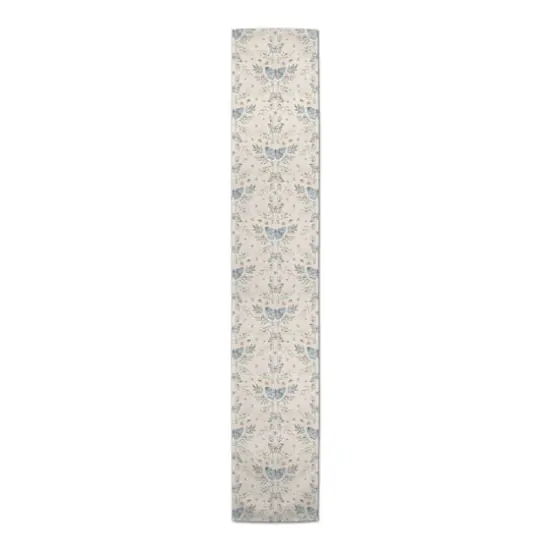 72" Butterfly Pattern Cotton Twill Runner Cream {4}