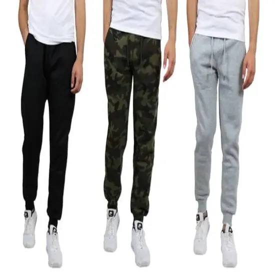 Galaxy by Harvic Men's Fleece-Lined Jogger Sweatpants 3 Pack Black/Woodland/Heather Gray {1}