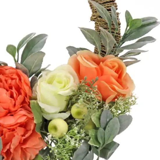 20" Spring Peony, Rose, & Lamb&rsquo;s Ear Hoop Wreath {4}