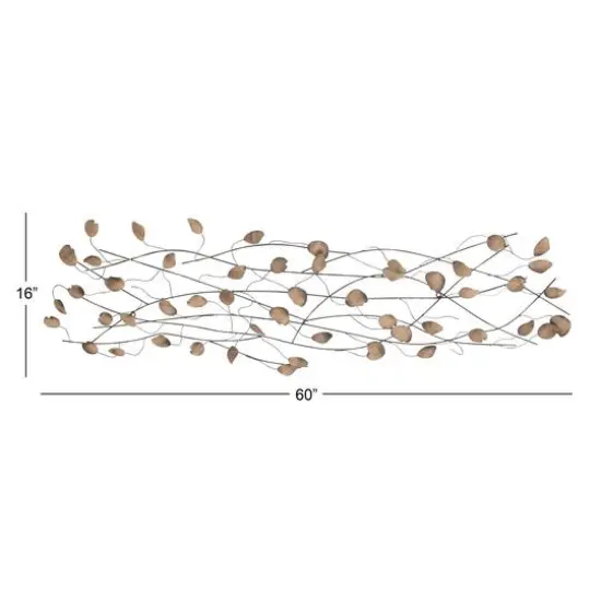 Gold Metal Contemporary Leaves Wall Decoration {6}