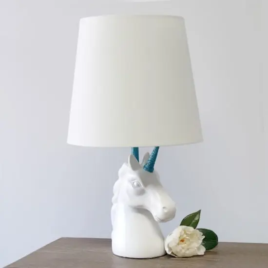 Simple Designs 15.5" Unicorn Table Lamp White/Blue Glitter {5}
