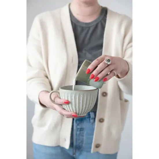 Hello Honey® 4" Reactive Glaze Stoneware Pleated Bowl Set {5}