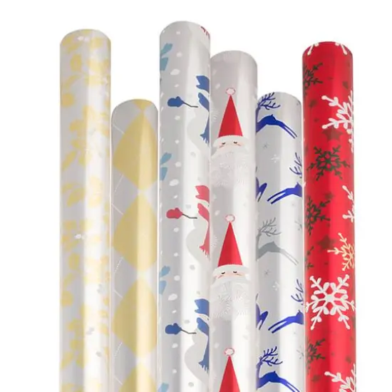 JAM Paper Holiday Colorful Sparkle Assortment Gift Wrap Set, 6ct. {3}