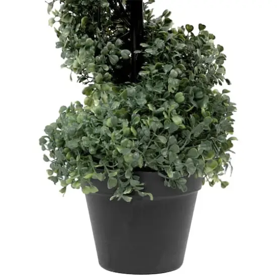 3ft. Unlit Artificial Two-Tone Boxwood Spiral Topiary Tree with Round Pot {5}