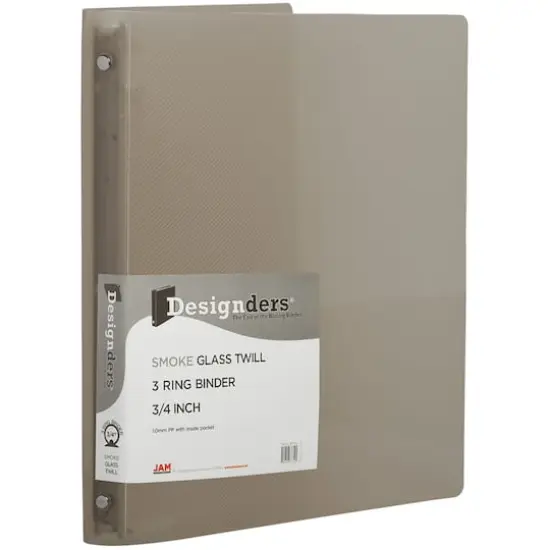 JAM Paper 3/4" Smoke Gray Glass Twill Plastic 3-Ring Binders, 4ct. {3}