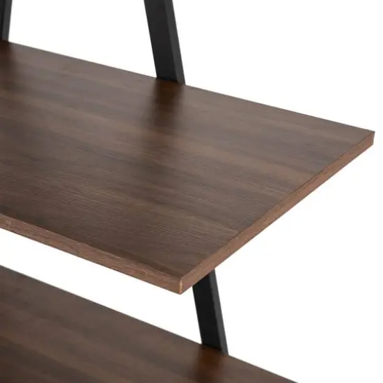 Glitzhome&reg; 5.5ft. Modern Industrial 4-Tier A-Frame Open Ladder Bookshelf Walnut {7}