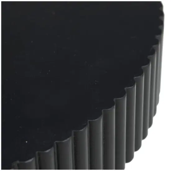Black Dimensional Ribbed Accent Table {6}