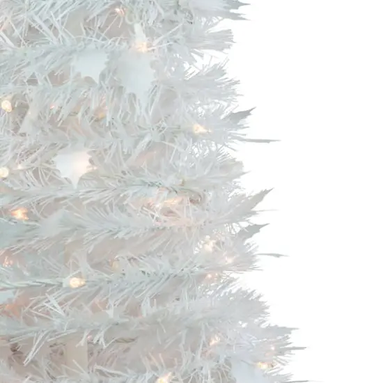 4ft. Pre-Lit White Tinsel Pop-Up Artificial Christmas Tree, Clear Lights {5}