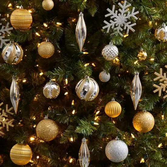 60ct. Holiday Deluxe Shatterproof Christmas Tree Ornament Box Set {6}