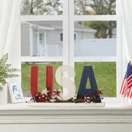 Glitzhome&reg; 18" U.S.A. Wooden Table Decoration {4}