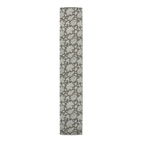 90" Gray Leaf Pattern Table Runner {1}