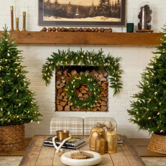 6ft. Pre-Lit Artificial Luxembourg Pine Christmas Garland with 35 Multicolored Traditional Bulb LED Lights {8}