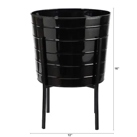 16" Farmhouse Metal Ribbed Planter {3}