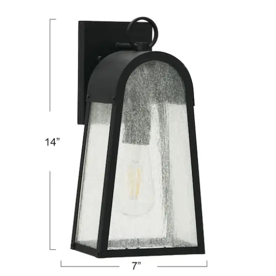 Hello Honey&reg; Robert Stevenson Lighting Revere 14" Textured Black Metal & Seedy Glass Outdoor Light {5}