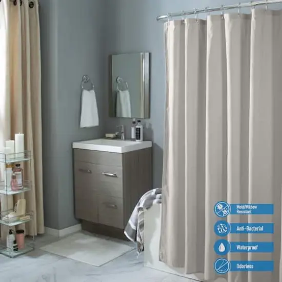 Bath Bliss Microfiber Soft Touch Dash Design Shower Curtain Liner Silver {5}