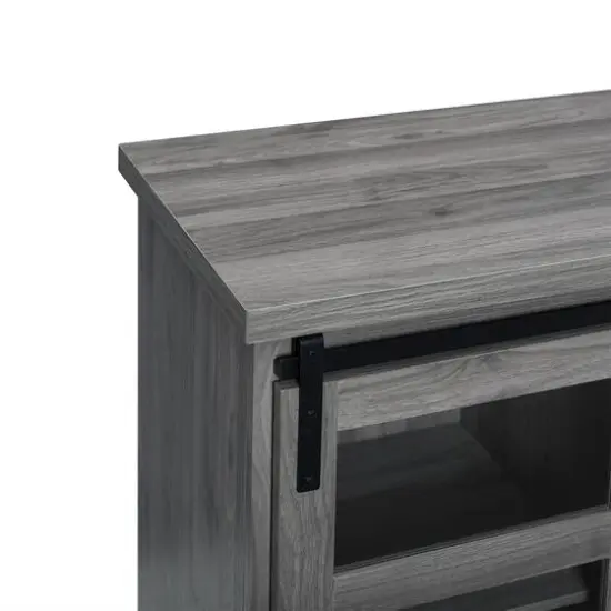 Walker Edison 32" Slate Grey Sliding Glass Door Modern Accent Cabinet {5}