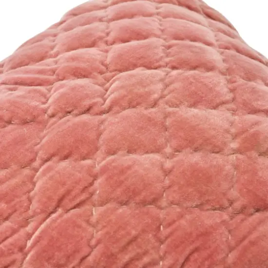 Hello Honey® 20'' Pink Square Quilted Velvet Pillow Cover {5}