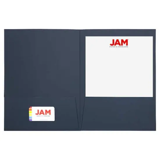 JAM Paper 9.5" x 11.5" 2-Pocket Linen Folders, 6ct. Navy Blue {6}