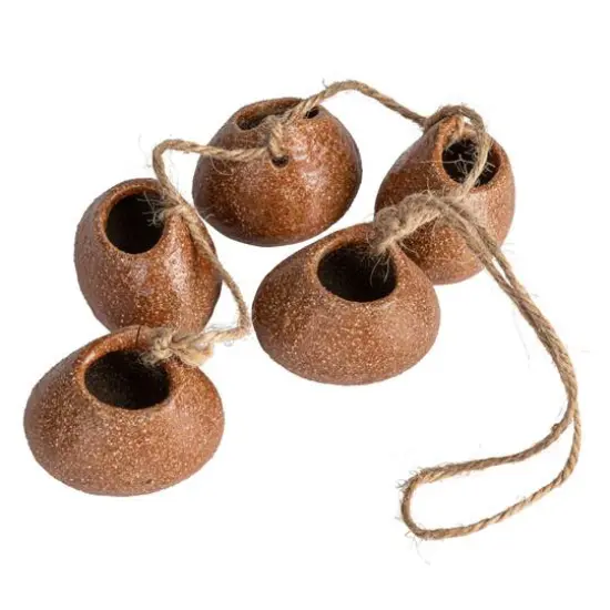 Hello Honey&reg; 21.5" Brown Stoneware Hanging Vases on Jute Rope with Reactive Glaze {11}