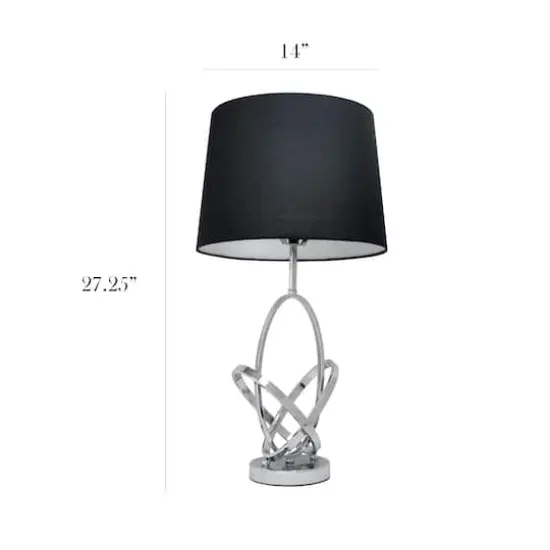 Elegant Designs™ 27" Mod Art Polished Chrome Table Lamp with Black Shade {3}