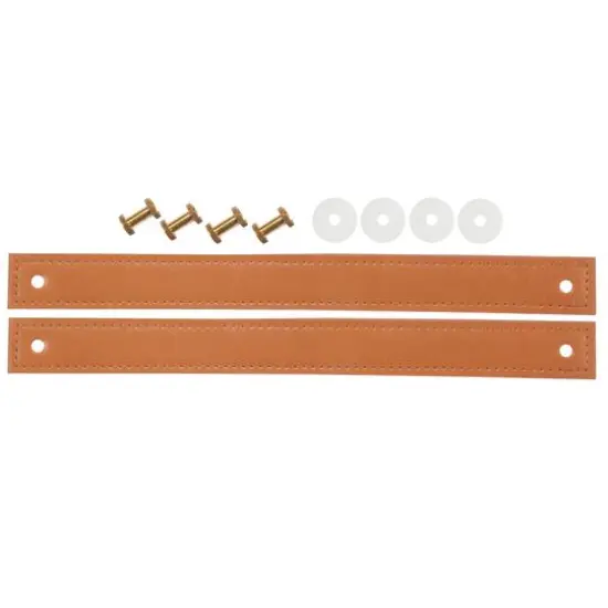 Dritz&reg; Home 10'' Faux Leather Handle Set, 2ct. Ocher Brown {6}