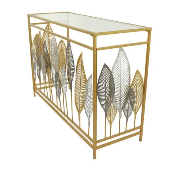 Gold Metal Contemporary Console Table, 30" x 44" x 16" {3}