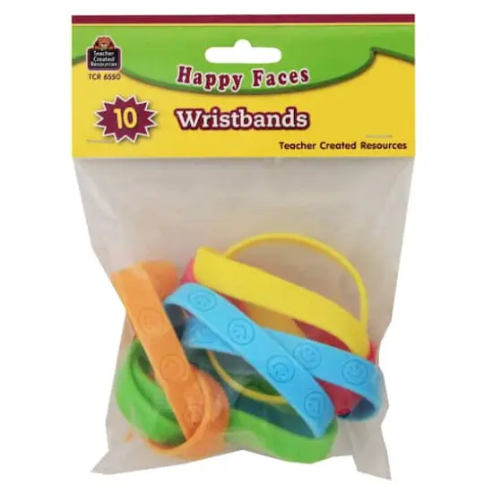 Teacher Created Resources Happy Faces Wristbands, 6 Packs of 10 {3}
