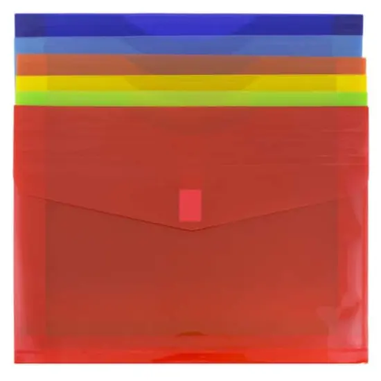 JAM Paper 9.75" x 13" Assorted Plastic Hook & Loop Closure Envelopes, 6ct. {4}