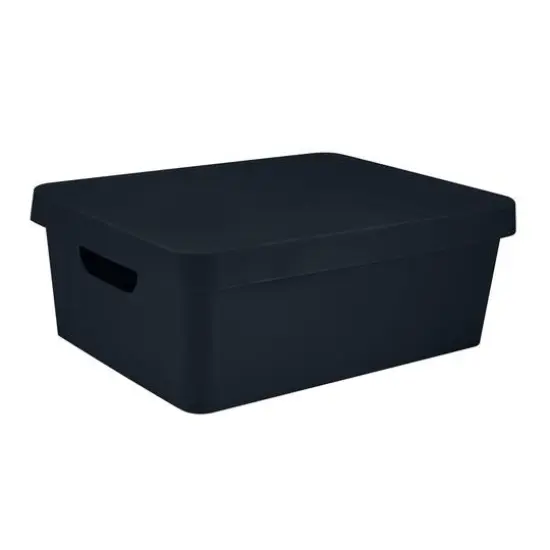 Simplify 14.5" Vinto Storage Box with Lid Charcoal {2}