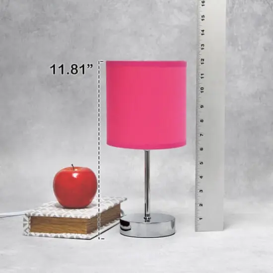 Creekwood Home Nauru 12" Brushed Nickel Petite Metal Stick Table Lamp Hot Pink {5}