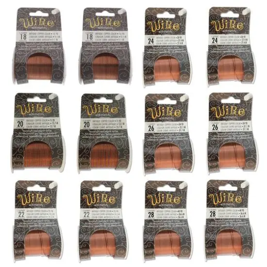 The Beadsmith&reg; Wire Elements&trade; Tarnish Resistant Medium Temper Assorted Gauge Wire Spools, 12ct. Antique Copper {2}