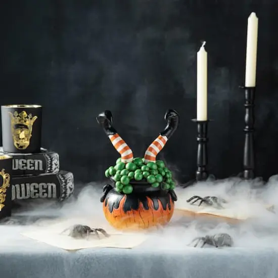Glitzhome&reg; 8.75" Halloween Witch in Cauldron Table D&eacute;cor {4}