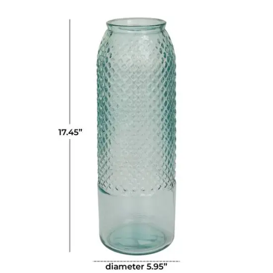 Blue Recycled Glass Handmade Spanish Vase 6" x 6" x 17" {7}