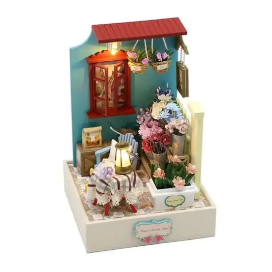 Wizardi Flower Shop Miniature Dollhouse Roombox Kit {5}