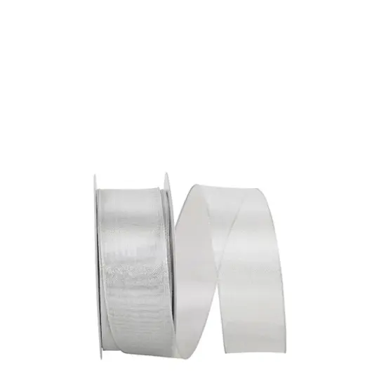 JAM Paper 1.5" x 25yd. Classic Wired Edge Mesh Ribbon Silver {1}