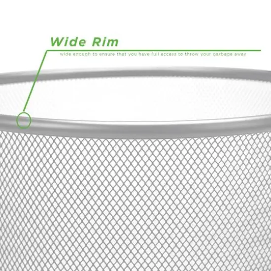 Mind Reader Garbage Round Metal Mesh Waste Basket Recycling Bin Silver {7}