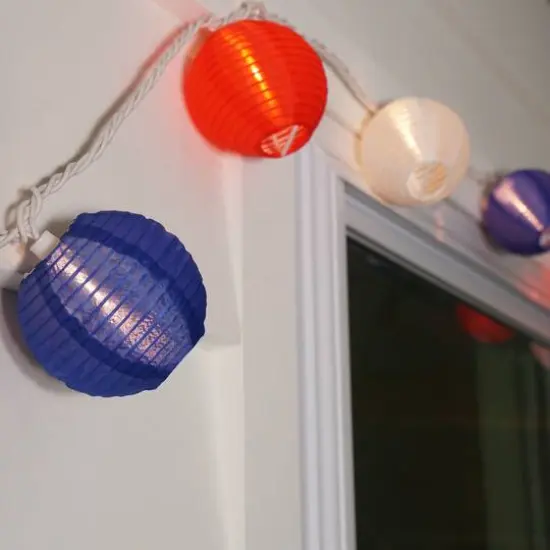 10ct. Red, White & Blue Round Chinese Lantern Patio String Lights {3}