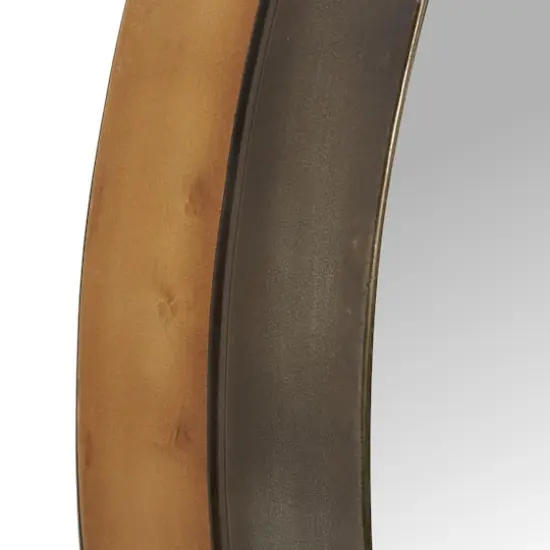 32" Black & Brown Metal Modern Wall Mirror {4}