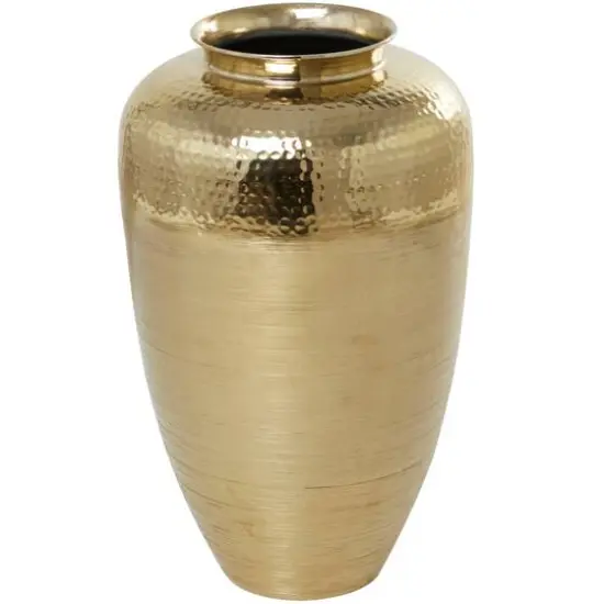 20" Gold Aluminum Brushed Vase with Hammered Top {1}