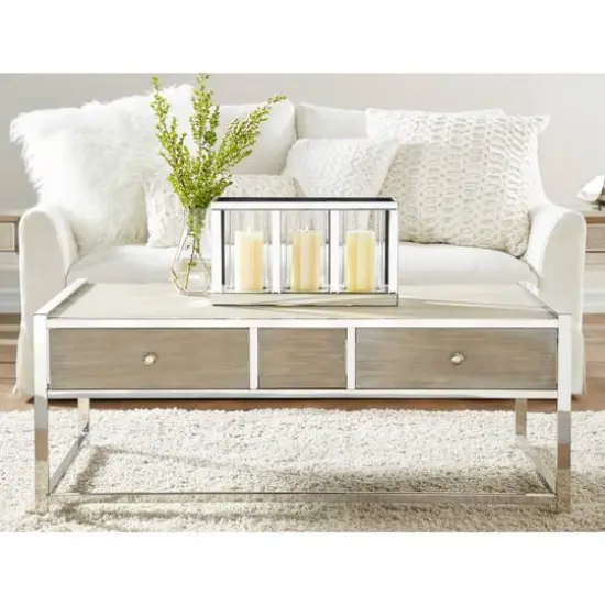 18" Silver Mirror Glam Candlestick Holder {7}