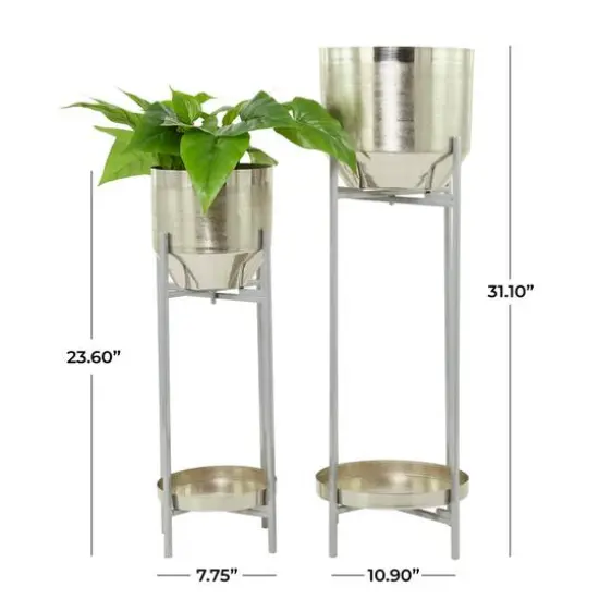 Silver Metal Planter with Removable Stand Set {8}