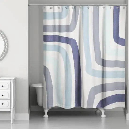 Abstract Blue Stripes Shower Curtain {3}