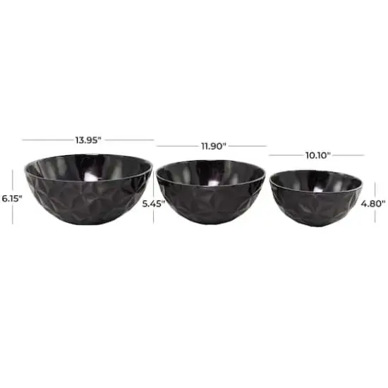 Metal Faceted Decorative Bowl Set Black {6}