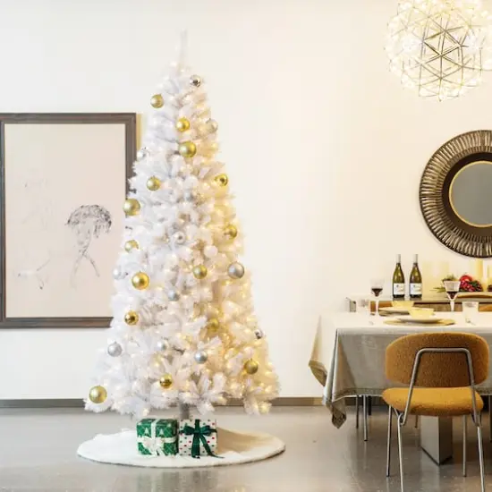 8ft. Pre-Lit White Pine Artificial Christmas Tree, Warm White Lights {5}