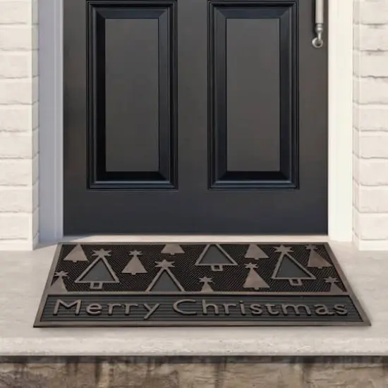 30" Black & Gold Merry Christmas Doormat {3}
