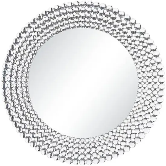 Silver Glass Starburst Wall Mirror with Crystal Embellishment 36" x 1" x 36" {1}