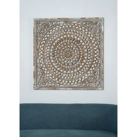 36" Brown Floral Radial Wood Wall D&eacute;cor {7}